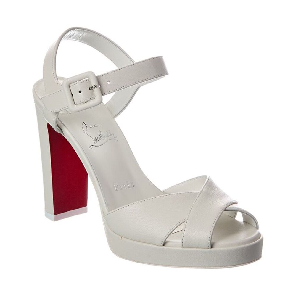 Christian Louboutin Cora 100 Leather Sandal, White
